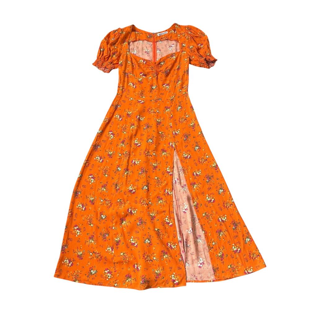Reformation Lacey Dress Orange Floral Midi